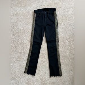 MOTHER Black Cropped Pants with Gold Detailing